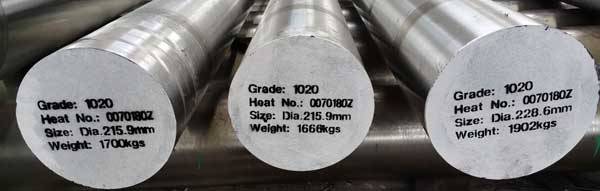 Bundled structural steel with CSA grade markings prepared for container loading