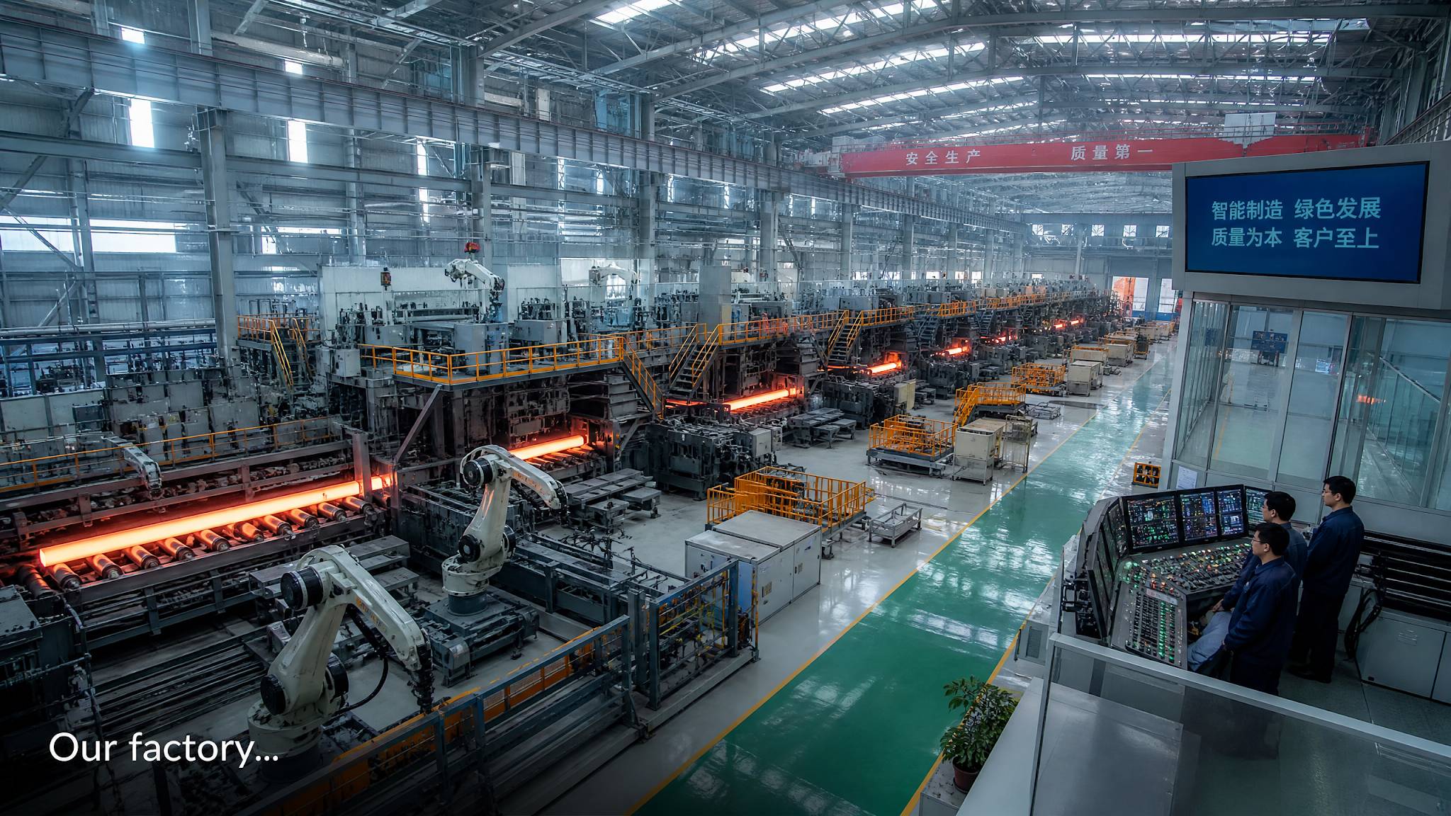  The interior of our high-tech steel factory in China producing mild steel and galvanized iron products for global export. 